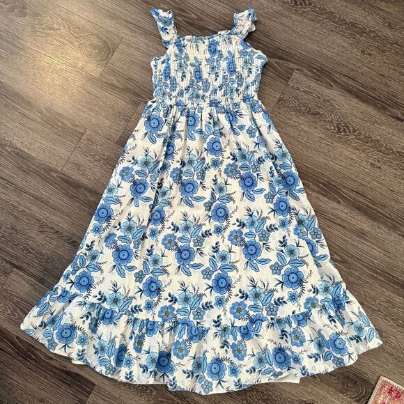 Haute Hippie Blue and White Floral Cotton Dress - Picture 1 of 5